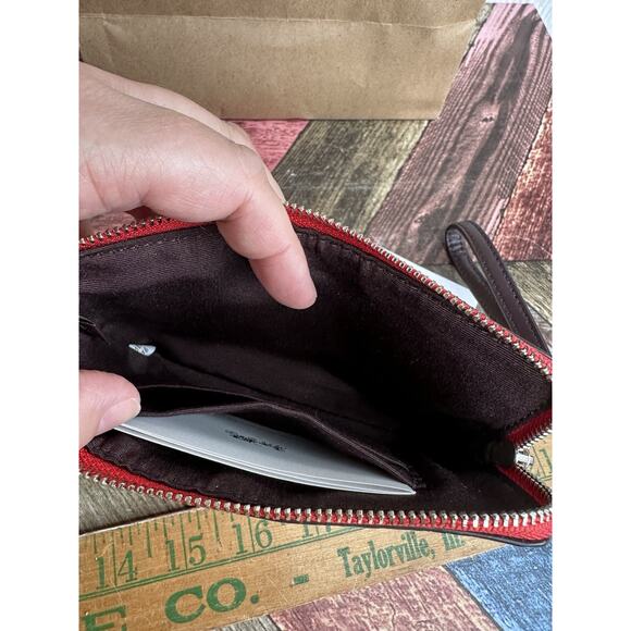 Coach F34316 Red Coated Canvas Baby Bouquet Corner Zip Wristlet Purse Wallet NWT - Picture 7 of 11